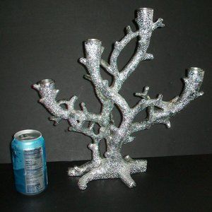 Silver Resin Nautical Coral 4 Candle Candelabra